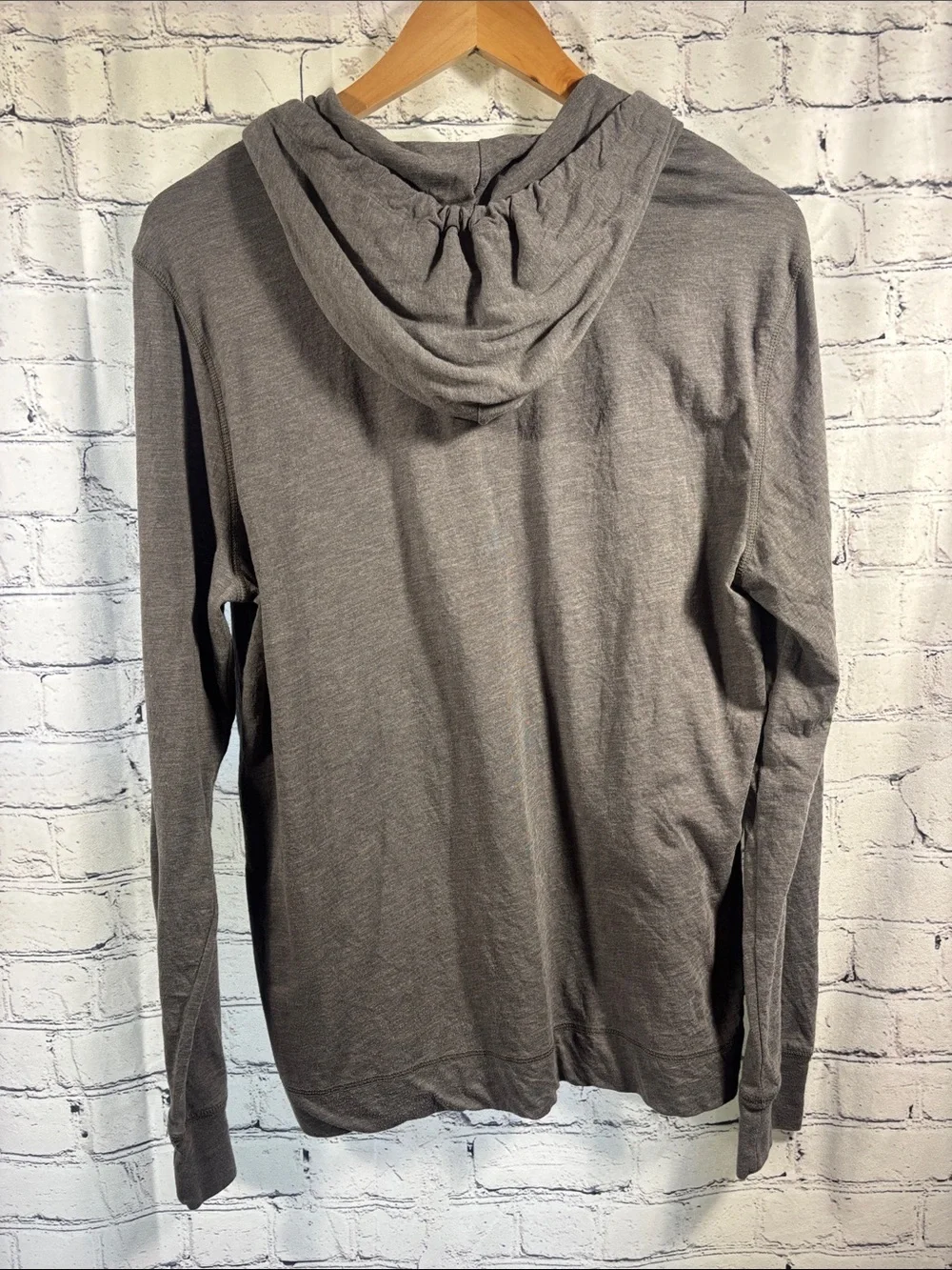 Banana Republic Men's Heather Gray Hooded Henley Pullover